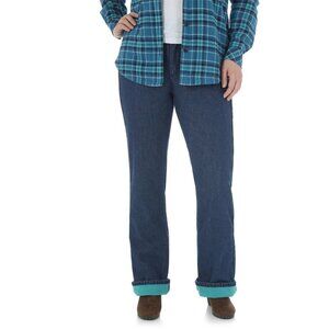 Riders by Lee Women's Sz 16 High Rise Straight Leg Fleece Lined Blue Denim Jeans